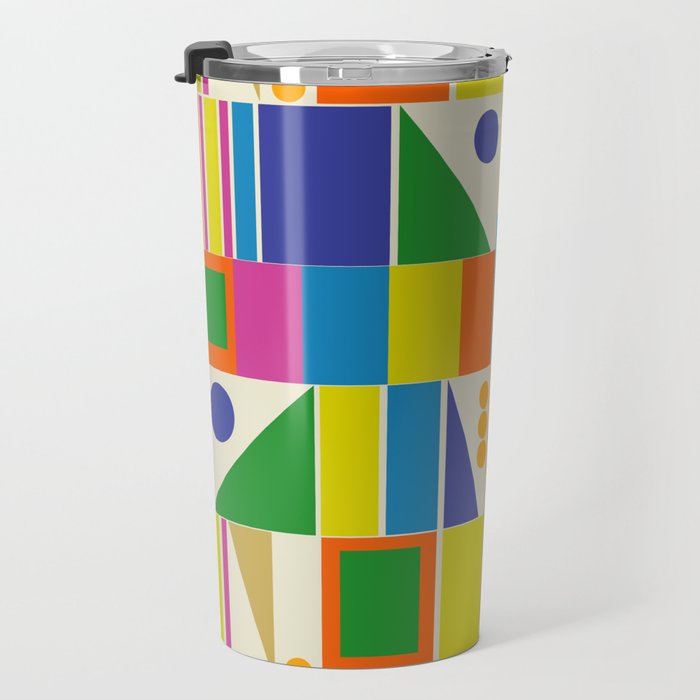 Colorful Geometric Mid Century Modtastic Retro Pattern Travel Mug Gallery Image 3