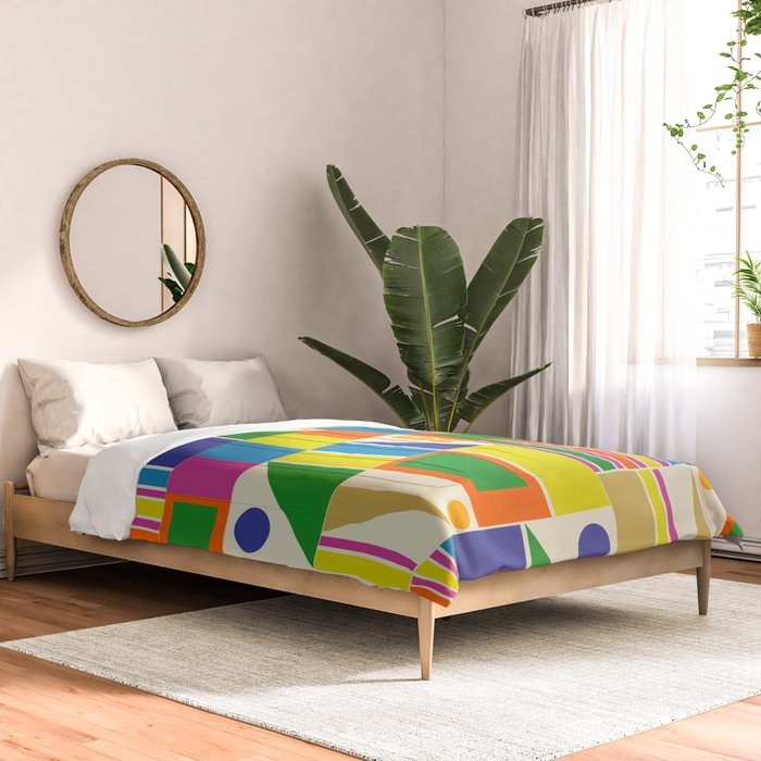 Colorful Geometric Mid Century Modtastic Retro Pattern Comforter Gallery Image 2