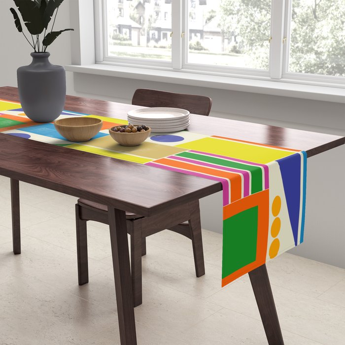 Colorful Geometric Mid Century Modtastic Retro Pattern Table Runner Gallery Image 2