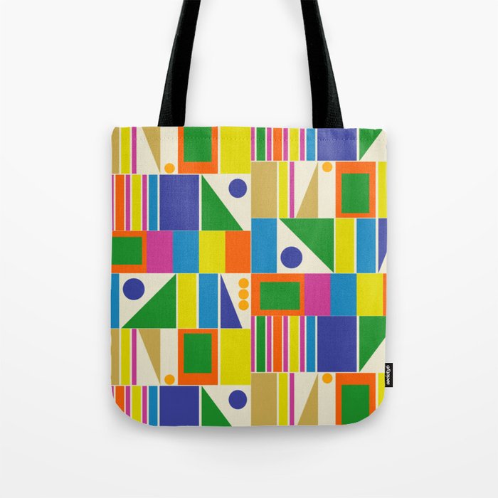 Colorful Geometric Mid Century Modtastic Retro Pattern Tote Bag Gallery Image 1