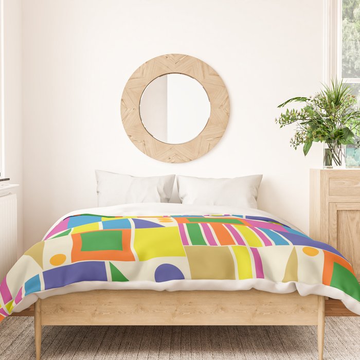 Colorful Geometric Mid Century Modtastic Retro Pattern Duvet Cover Gallery Image 3