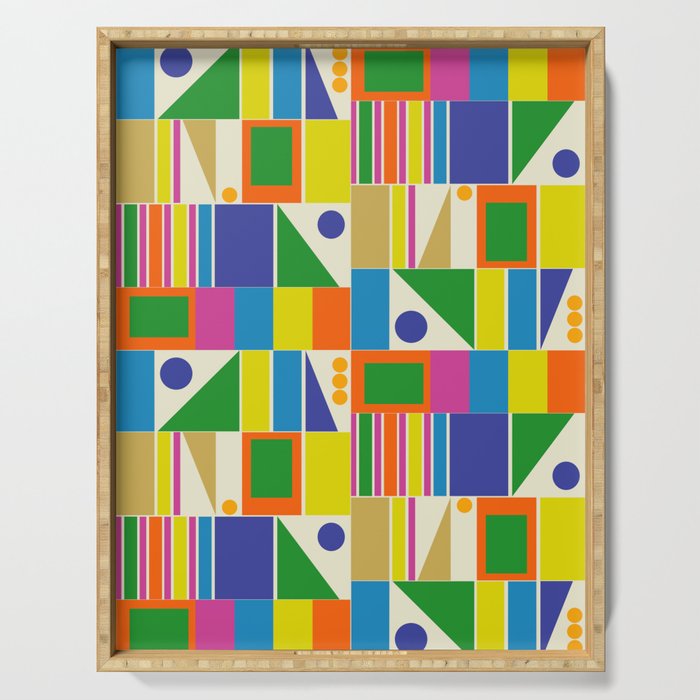 Colorful Geometric Mid Century Modtastic Retro Pattern Serving Tray Gallery Image 1