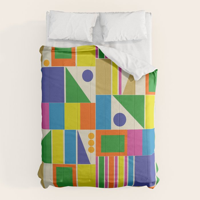 Colorful Geometric Mid Century Modtastic Retro Pattern Comforter Gallery Image 1