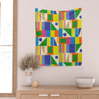 Colorful Geometric Mid Century Modtastic Retro Pattern Wall Tapestry Gallery Image 2