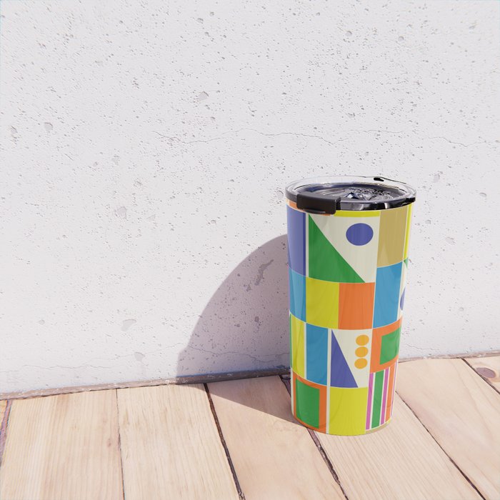 Colorful Geometric Mid Century Modtastic Retro Pattern Travel Mug Gallery Image 4