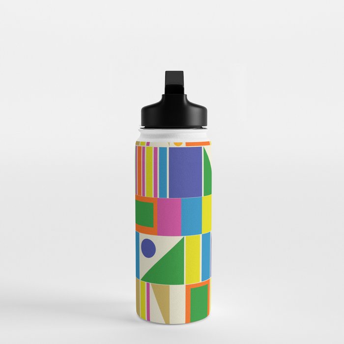 Colorful Geometric Mid Century Modtastic Retro Pattern Water Bottle Gallery Image 3