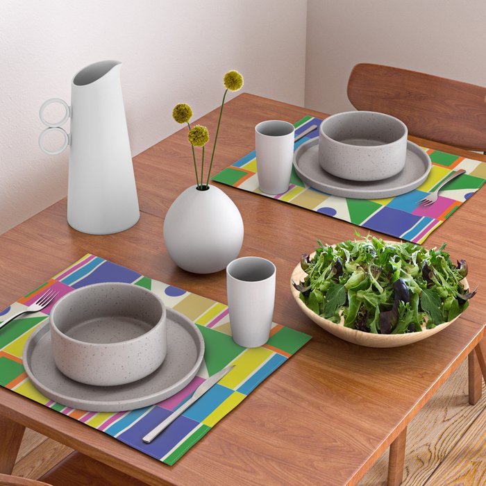 Colorful Geometric Mid Century Modtastic Retro Pattern Placemat Gallery Image 2