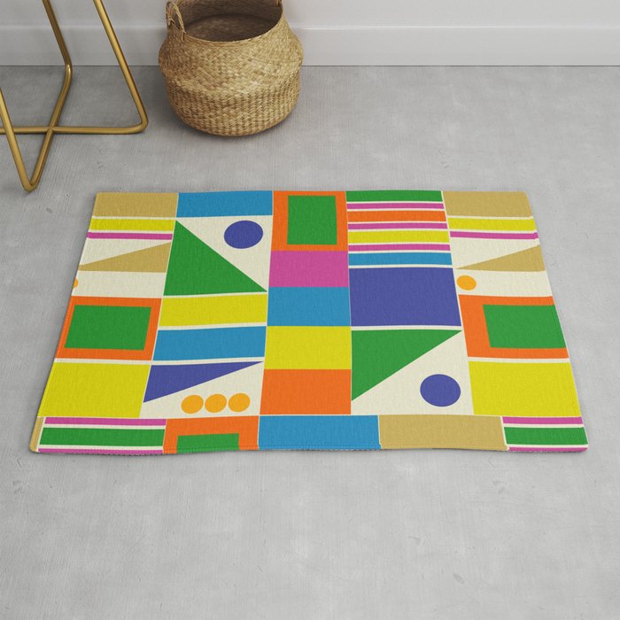 Colorful Geometric Mid Century Modtastic Retro Pattern Rug Gallery Image 1