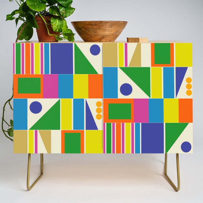 Colorful Geometric Mid Century Modtastic Retro Pattern Credenza Gallery Image 1