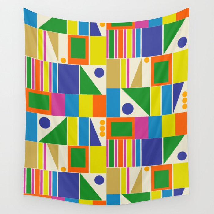Colorful Geometric Mid Century Modtastic Retro Pattern Wall Tapestry Gallery Image 4