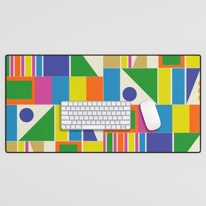 Colorful Geometric Mid Century Modtastic Retro Pattern Desk Mat Gallery Image 1