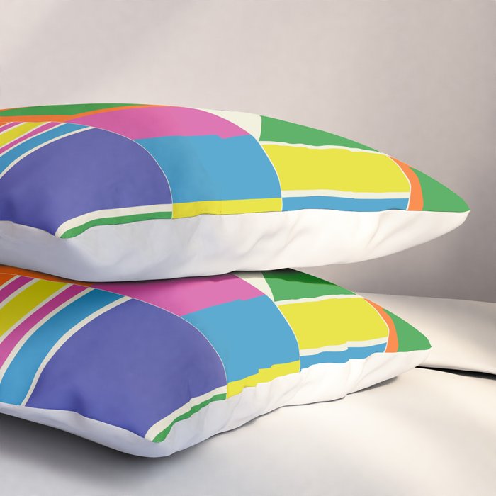 Colorful Geometric Mid Century Modtastic Retro Pattern Pillow Sham Gallery Image 3