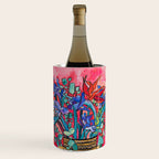 Persephone Painting - Bouquet of Iris and Strelitzia Flowers in Greek Horse Vase Against Coral Pink Wine Chiller Gallery Image 1