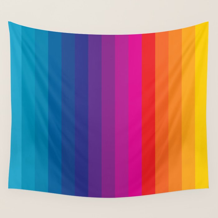  Classic 70s Vintage Style Retro Stripes - Funky Rainbow Wall Tapestry Gallery Image 1