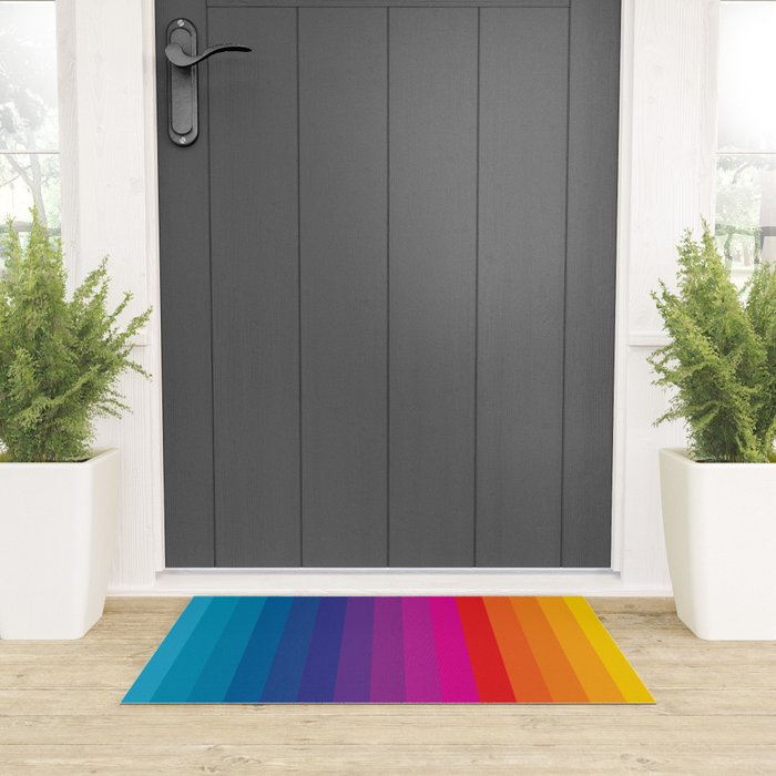  Classic 70s Vintage Style Retro Stripes - Funky Rainbow Welcome Mat Gallery Image 3
