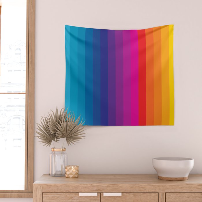  Classic 70s Vintage Style Retro Stripes - Funky Rainbow Wall Tapestry Gallery Image 2