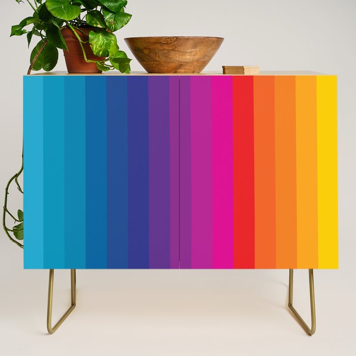  Classic 70s Vintage Style Retro Stripes - Funky Rainbow Credenza Gallery Image 1