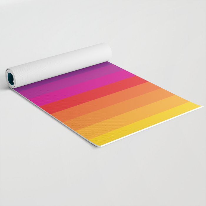  Classic 70s Vintage Style Retro Stripes - Funky Rainbow Yoga Mat Gallery Image 2