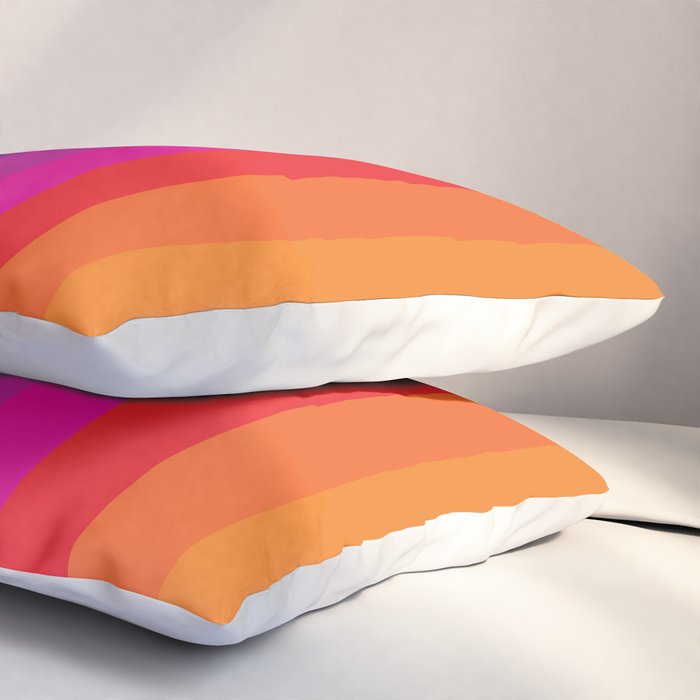  Classic 70s Vintage Style Retro Stripes - Funky Rainbow Pillow Sham Gallery Image 3
