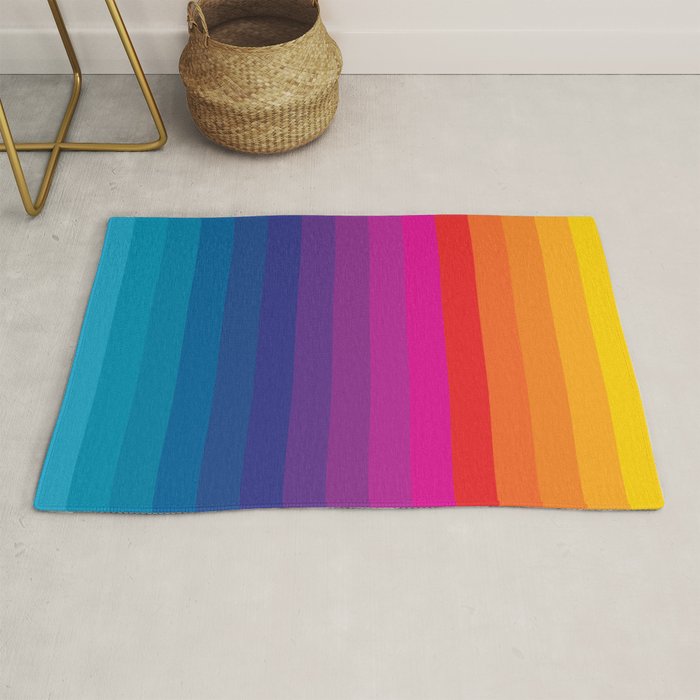  Classic 70s Vintage Style Retro Stripes - Funky Rainbow Rug Gallery Image 1