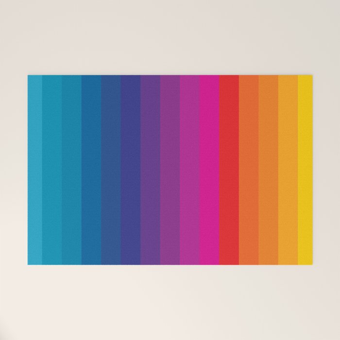  Classic 70s Vintage Style Retro Stripes - Funky Rainbow Welcome Mat Gallery Image 1
