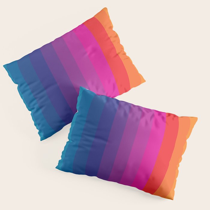  Classic 70s Vintage Style Retro Stripes - Funky Rainbow Pillow Sham Gallery Image 1