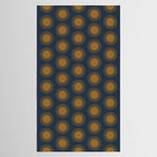 Boho Summer Sun Pattern VII Navy Blue Burnt Orange Tablecloth Gallery Image 2