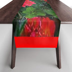 RED GERANIUMS GREEN GARDEN ART Table Runner Gallery Image 1