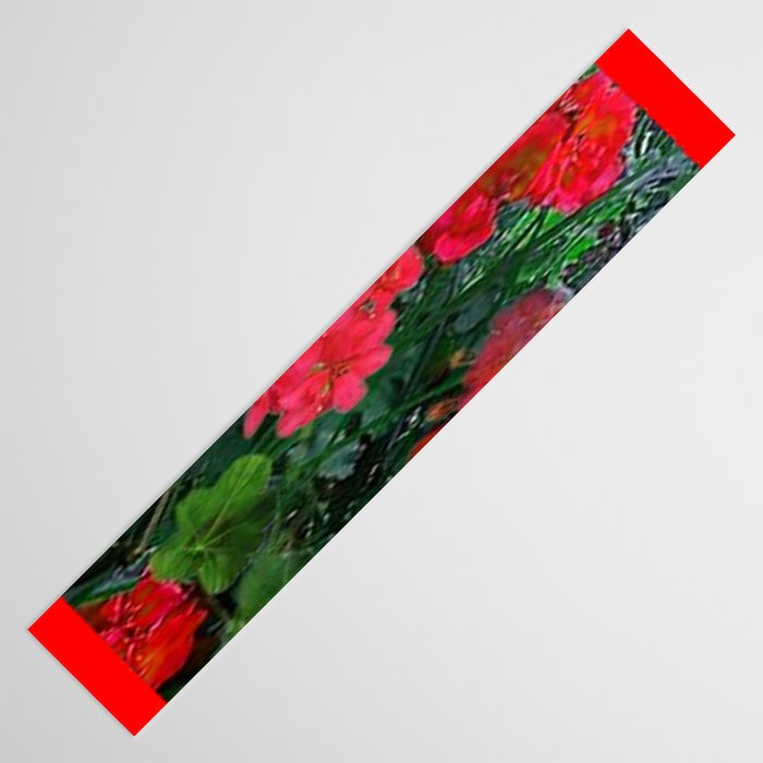 RED GERANIUMS GREEN GARDEN ART Table Runner Gallery Image 3