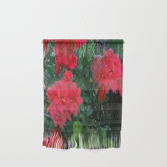 RED GERANIUMS GREEN GARDEN ART Wall Hanging Gallery Image 1