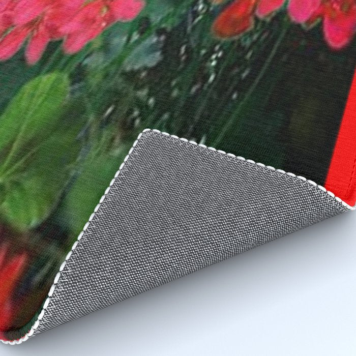RED GERANIUMS GREEN GARDEN ART Rug Gallery Image 4