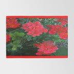 RED GERANIUMS GREEN GARDEN ART Rug Gallery Image 2