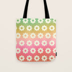 Ombre Rainbow Daisy Pattern Tote Bag Gallery Image 1