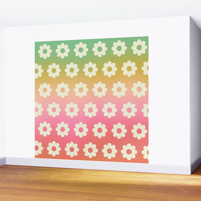 Ombre Rainbow Daisy Pattern Wall Mural Gallery Image 2