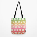 Ombre Rainbow Daisy Pattern Tote Bag Gallery Image 2