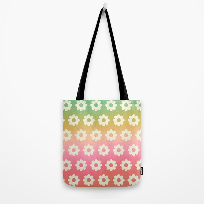 Ombre Rainbow Daisy Pattern Tote Bag Gallery Image 2