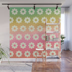 Ombre Rainbow Daisy Pattern Wall Mural Gallery Image 1