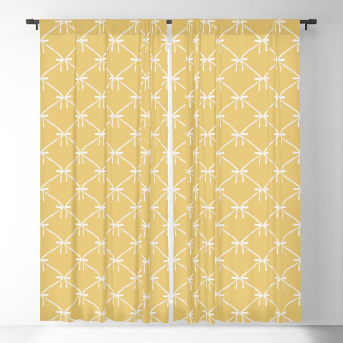 Bows & Ribbons Pattern XXI Butter Yellow Window Curtain Gallery Image 1