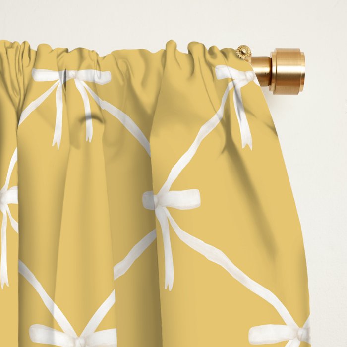 Bows & Ribbons Pattern XXI Butter Yellow Window Curtain Gallery Image 2