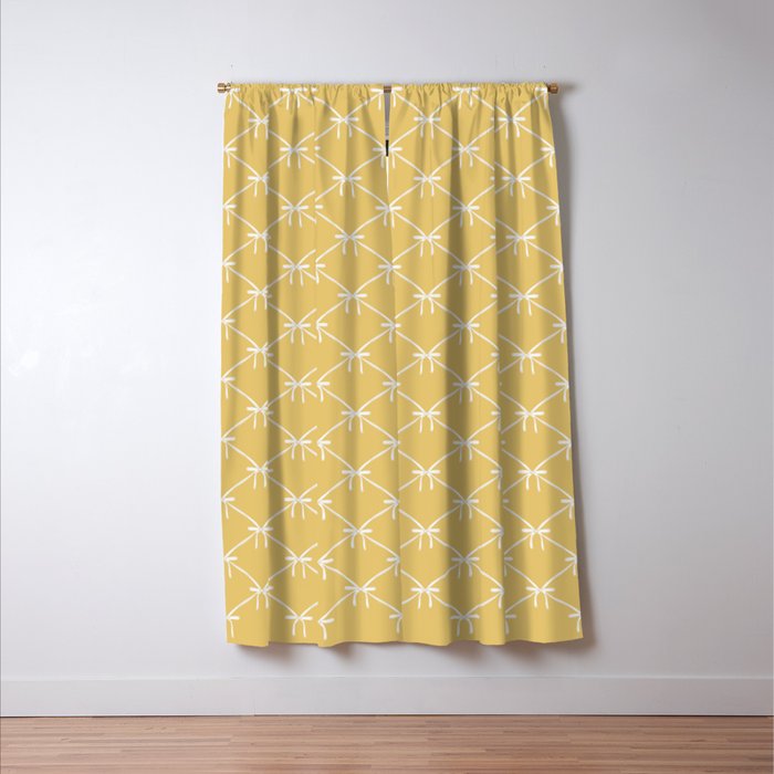 Bows & Ribbons Pattern XXI Butter Yellow Window Curtain Gallery Image 3