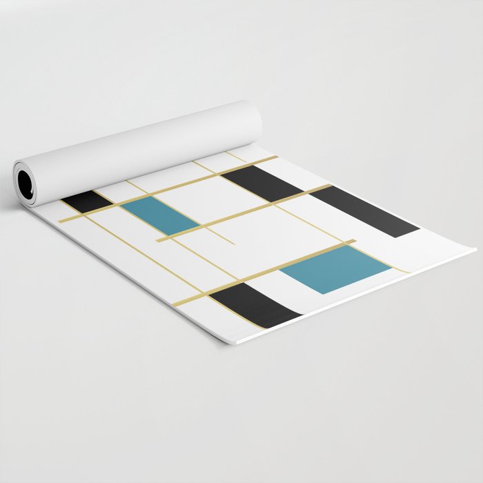MidCentury Modern Art Aqua Gold Black Yoga Mat Gallery Image 2