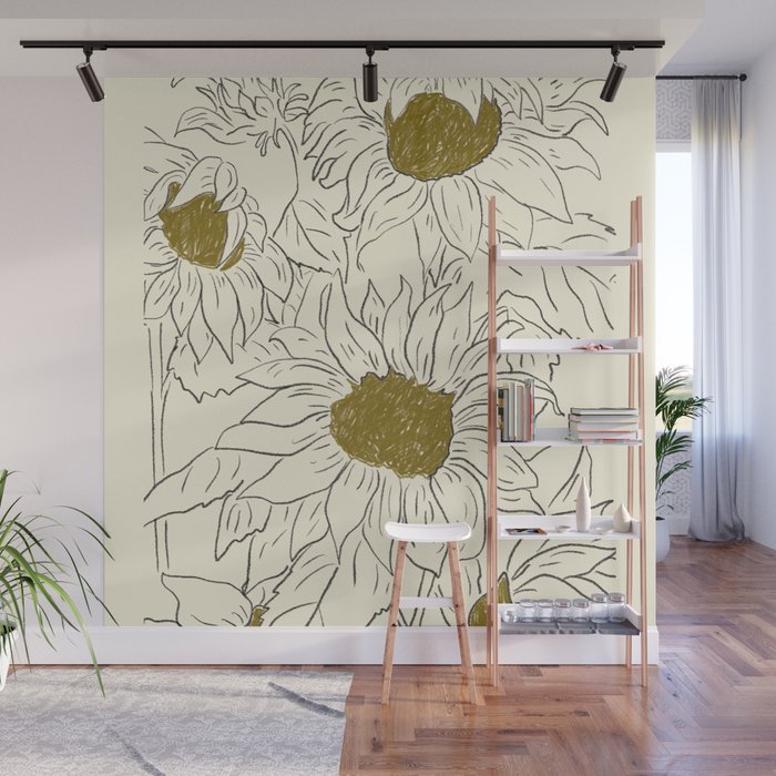 Minimalist Sunflowers 2 Wall Mural Gallery Image 1