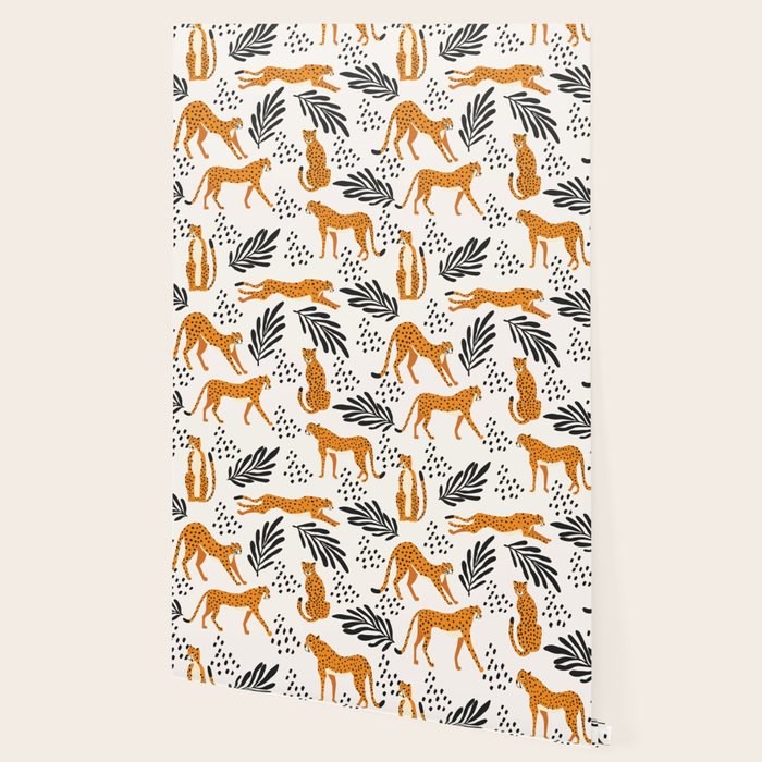 Cheetahs pattern on white Wallpaper Gallery Image 2