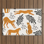Cheetahs pattern on white Outdoor Rug Gallery Image 1