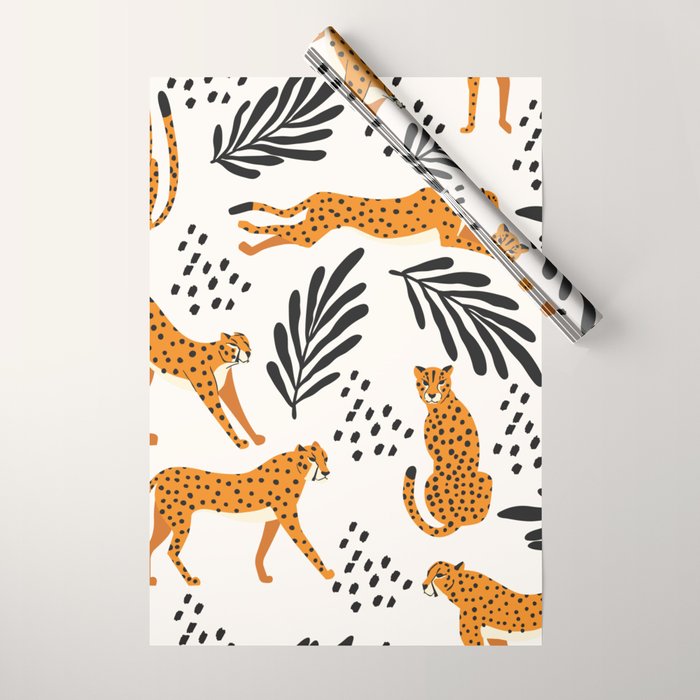 Cheetahs pattern on white Wrapping Paper Gallery Image 1