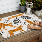 Cheetahs pattern on white Outdoor Rug Gallery Image 2