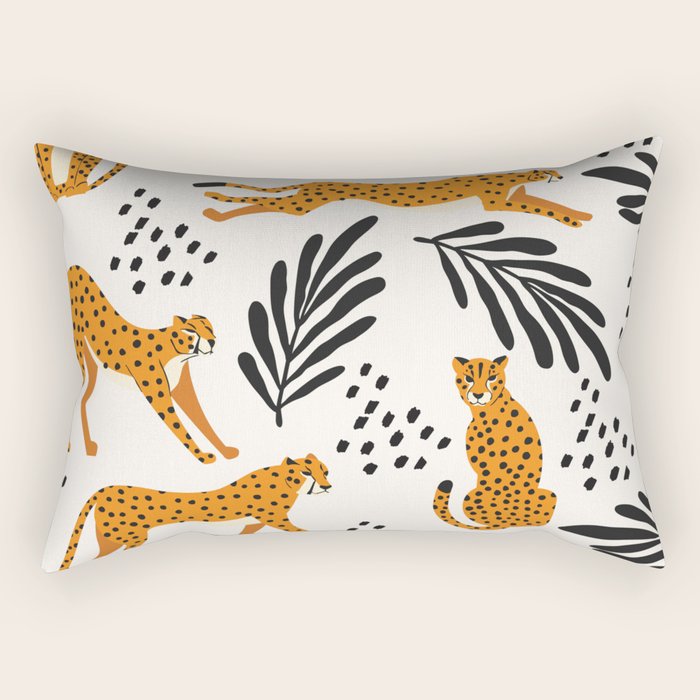 Cheetahs pattern on white Rectangular Pillow Gallery Image 2