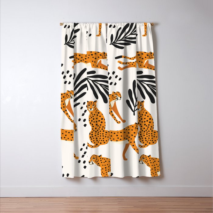Cheetahs pattern on white Window Curtain Gallery Image 3