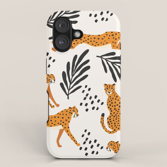 Cheetahs pattern on white iPhone Case Gallery Image 1