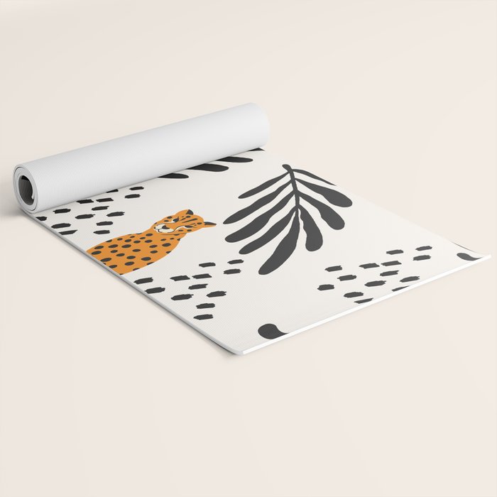 Cheetahs pattern on white Yoga Mat Gallery Image 2